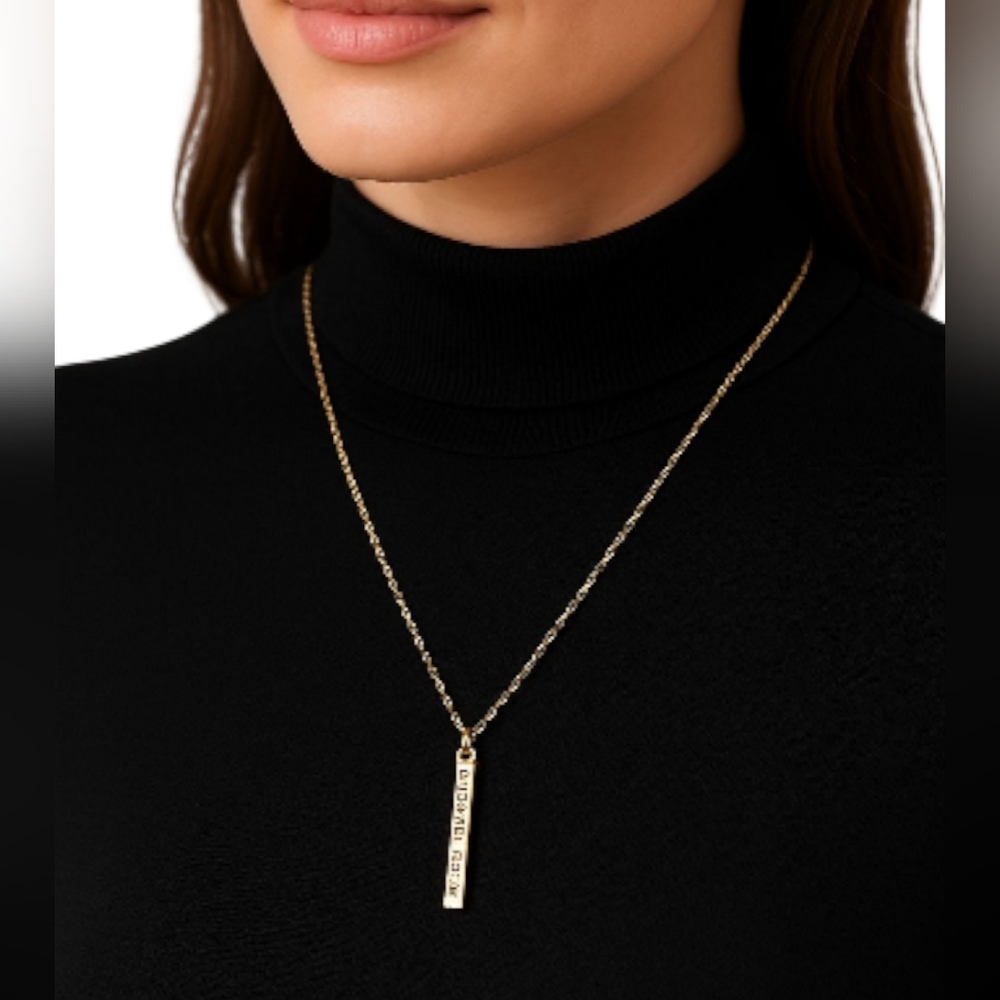 Michael Kors Gold Tone Bar Pendant Necklace – Unbranded Chain